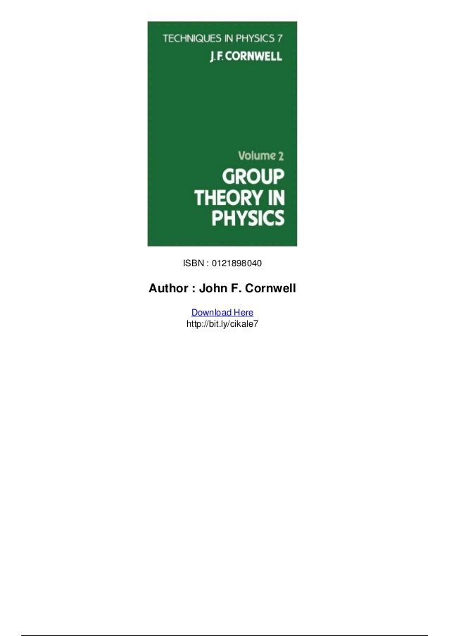 Cornwell Group Theory In Physics Pdf